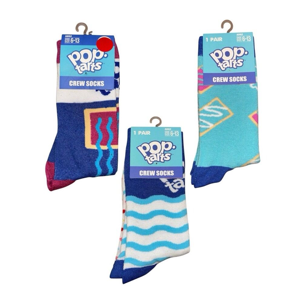3x Pop Tarts Novelty Crew Socks Adult Set Size 6-13